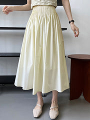 Cotton Creamy Pleated Maxi Skirt