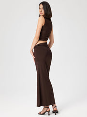 Solid Asymmetrical Design Maxi Skirt Set