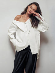 Asymmetrical Neck One Shoulder Off Shirt