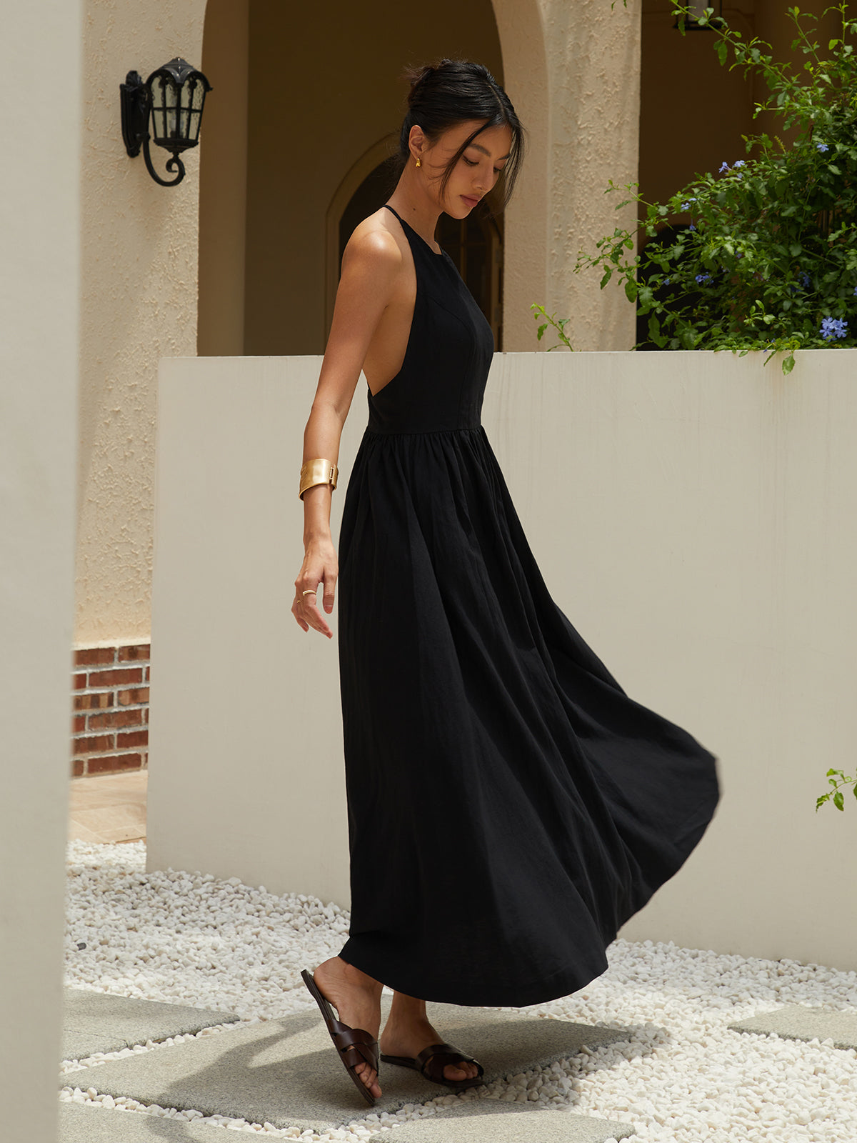 Solid Halter Long Dress