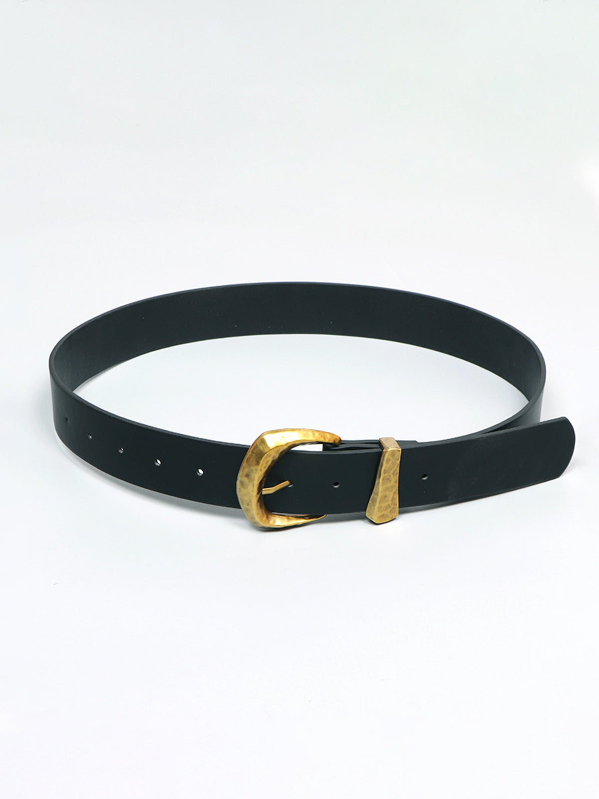 Gold Buckle Faux Leather Belt