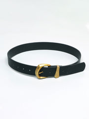 Gold Buckle Faux Leather Belt