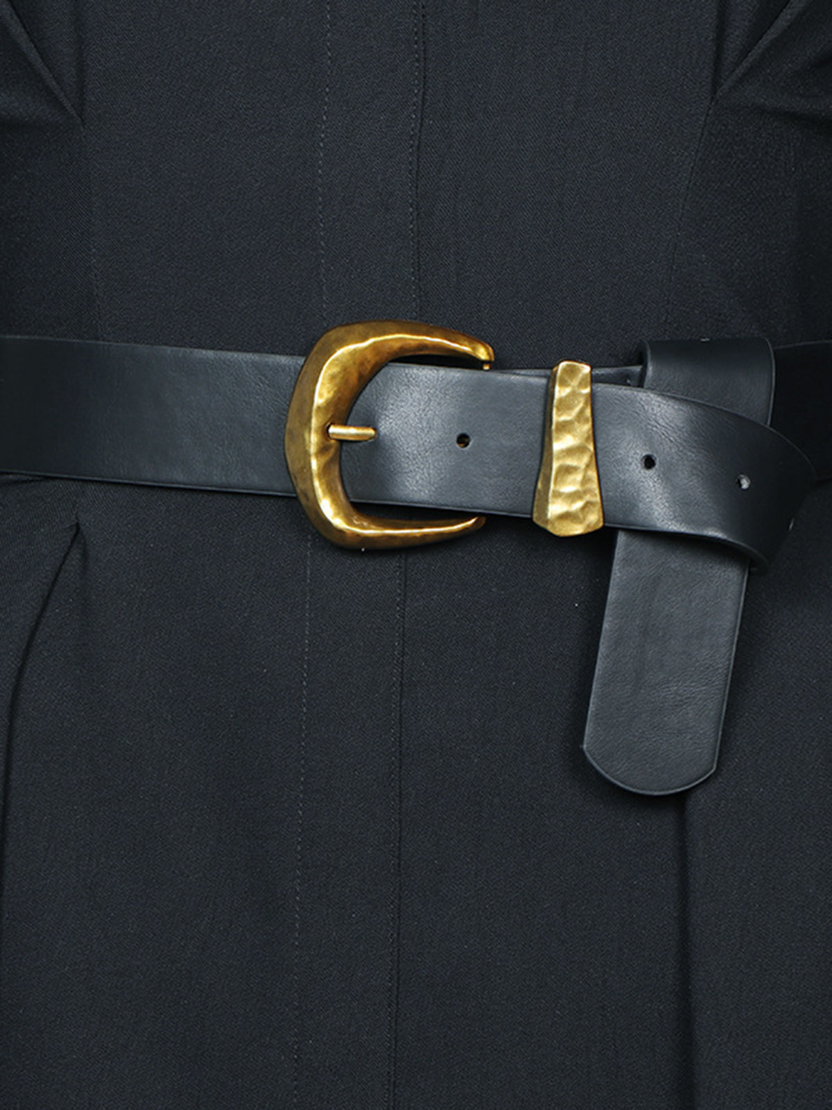 Gold Buckle Faux Leather Belt