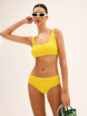 Sun-Kissed Textured Solid Bikini Set