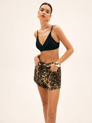 Leopard Print Cotton Shorts