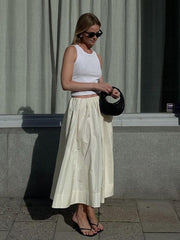 Creamy Leisure Midi Skirt