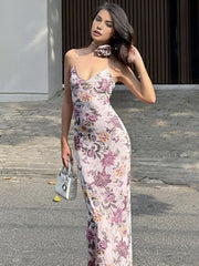 V-Neck Floral Cami Long Dress