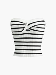 Striped Twist Detail Tube Top