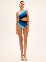 Asymmetrical Cutout Colorblock Swimsuit