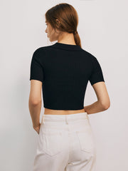 Solid Cutout Short Sleeve Top