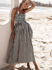 Sleeveless Pinstripe Long Dress