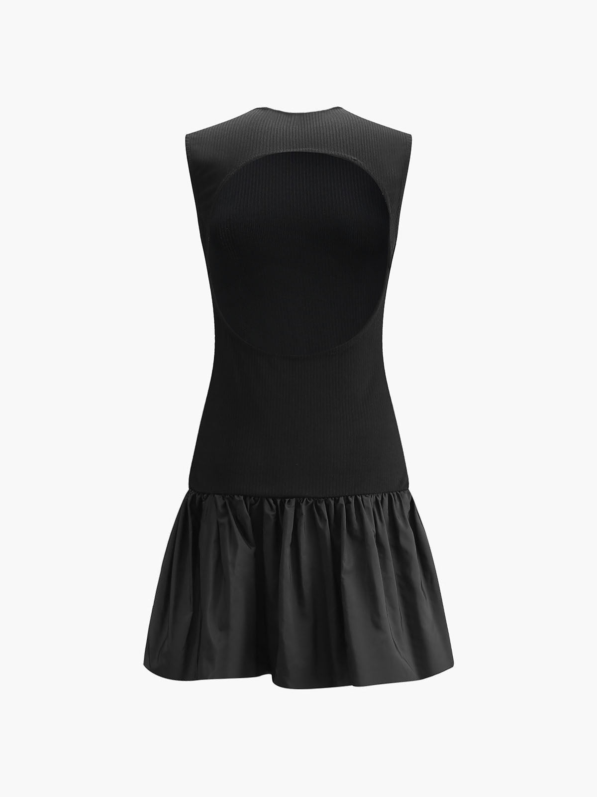 Sleeveless Backless Crew Neck Short Dress