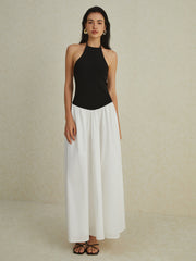 Two-Tone Halter Long Dress