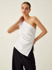 Asymmetrical Neck Split Tank Top