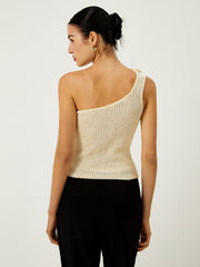 Crochet Rosette Decor One Shoulder Vest