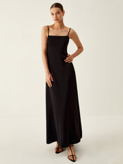 Solid Backless Long Knit Dress