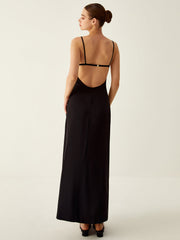 Solid Backless Long Knit Dress