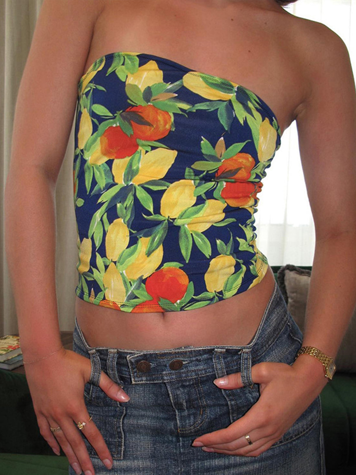 Floral Print Tube Top