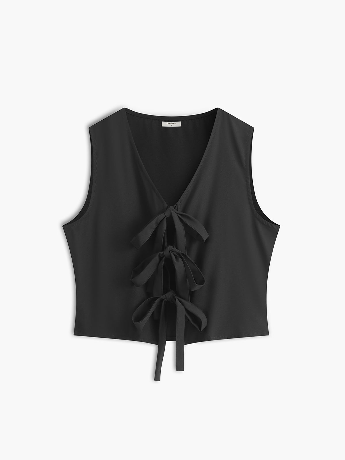 Solid V-Neck Tie Front Vest