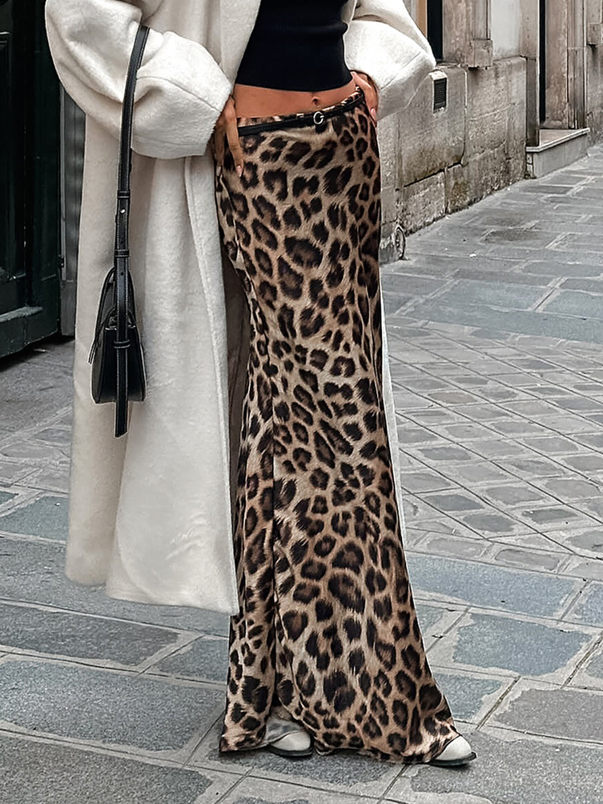 Leopard Print Slim Maxi Skirt