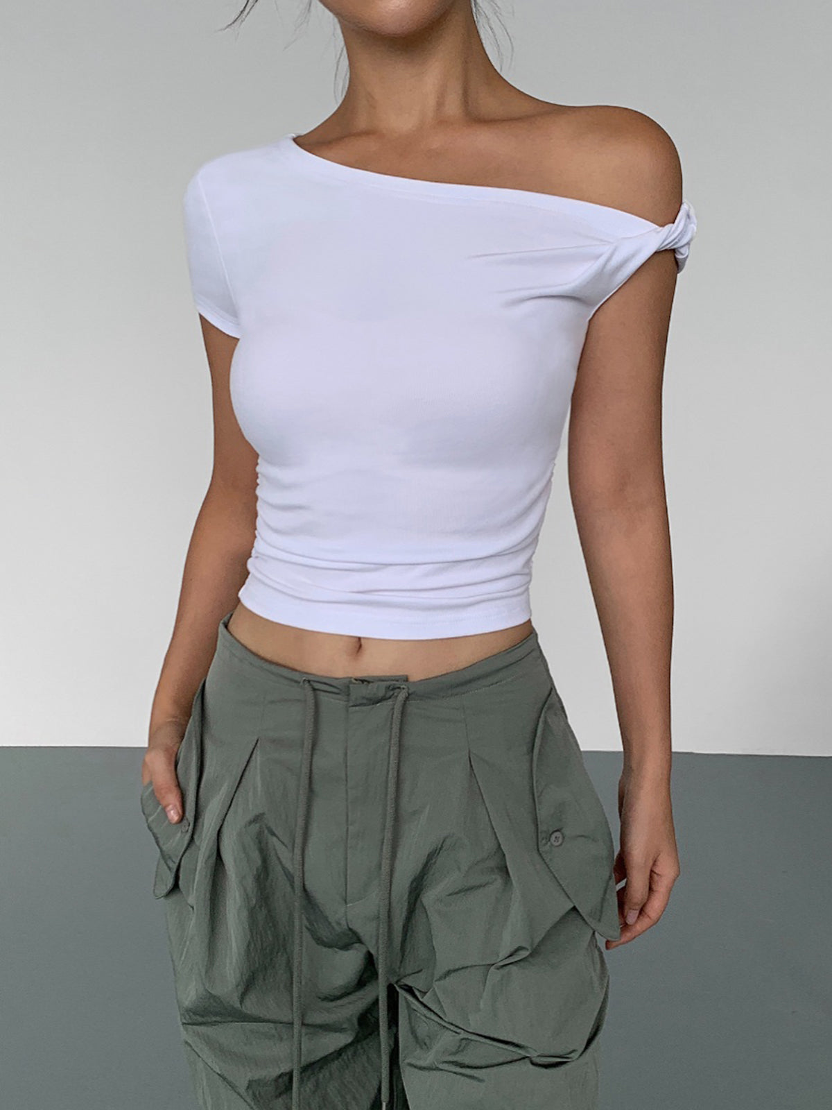 Asymmetrical Neck One Shoulder Off Top