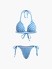 Halter Triangle Stripe Bikini Set