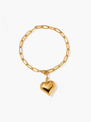 Heart Pendant Chain Link Bracelet