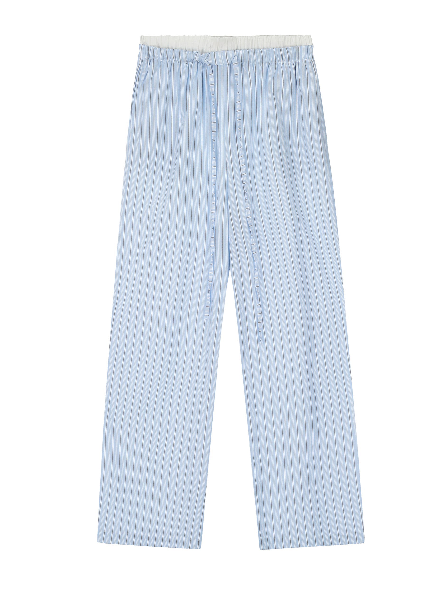 Stripe Loose Double-Waisted Tie Front Pants