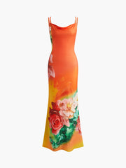 Floral Backless Stretch Dress