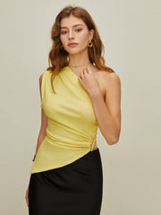 Solid Asymmetrical One Shoulder Top