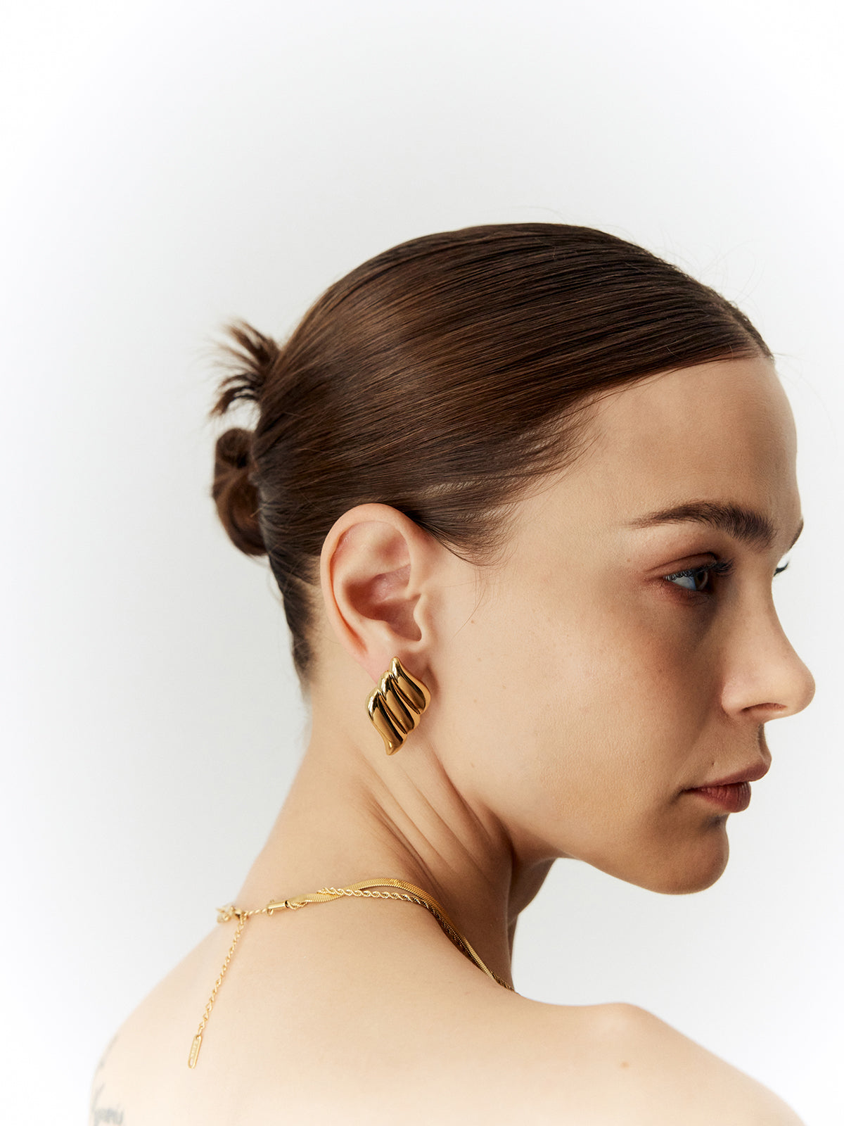 Metal Wind Geometry Three Layer Wing Earrings