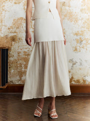 Panel Pleated Maxi Skirt