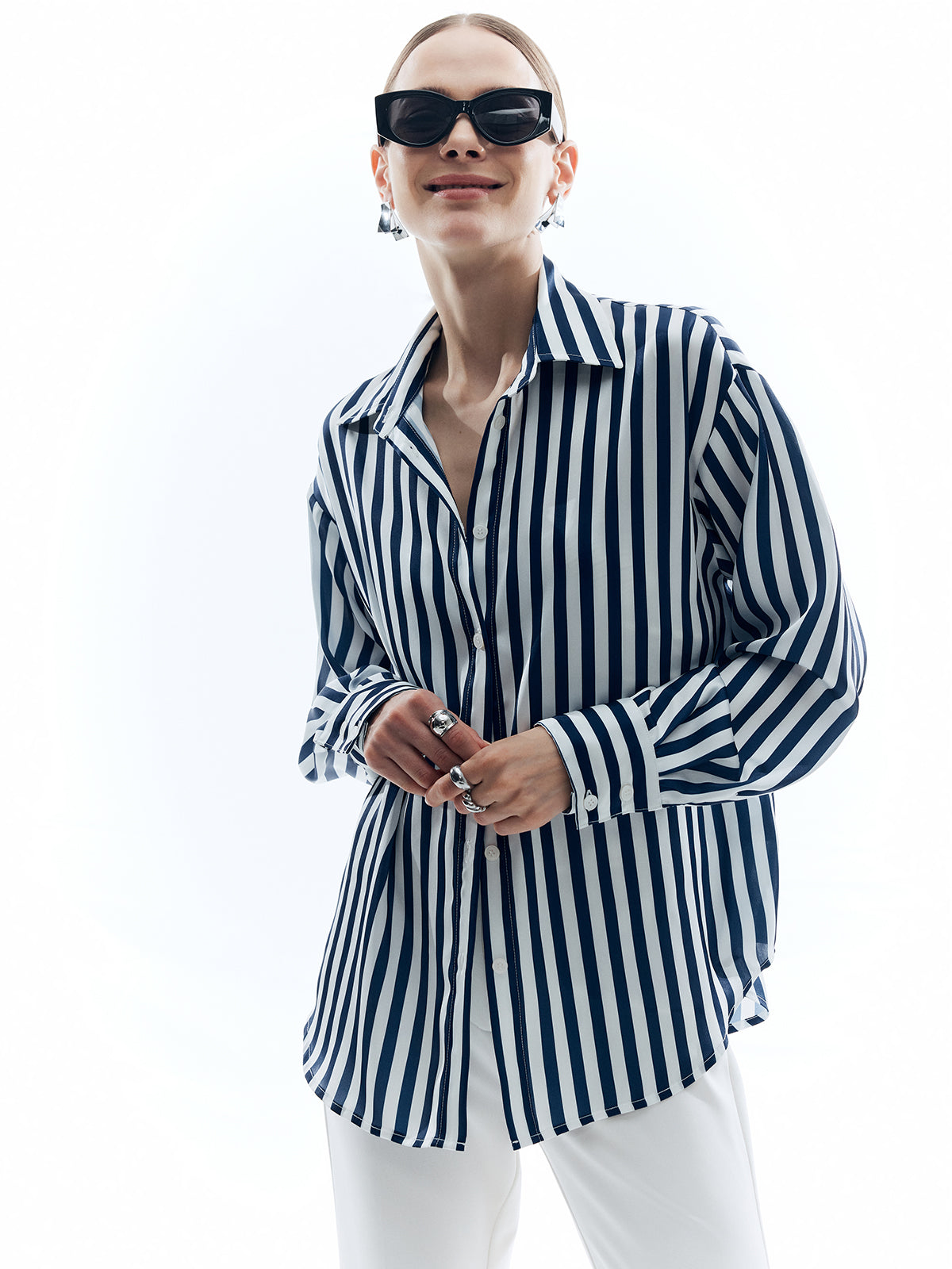 Shift Stripe Turndown Collar Shirt