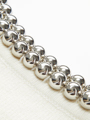 Solid Metal Ball Decoration Knit Top