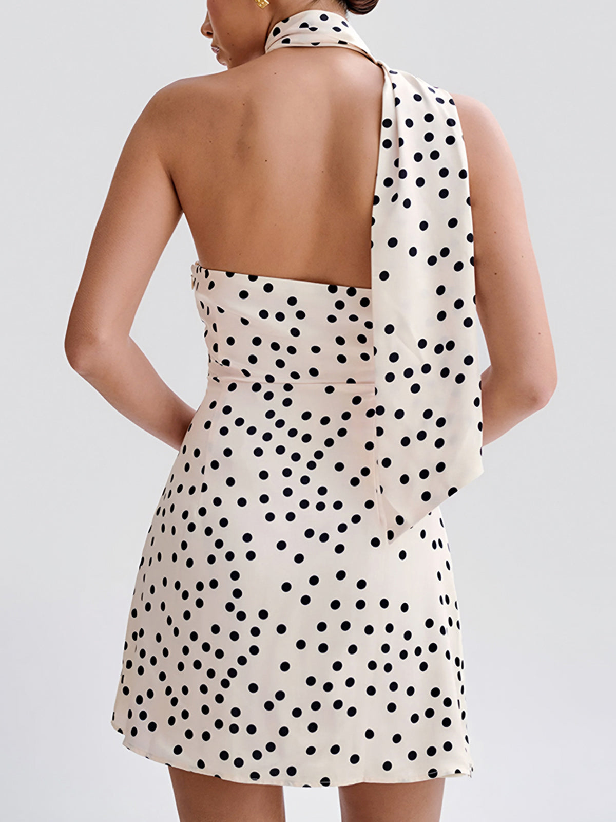 Satin Polka Dot Asymmetrical Dress