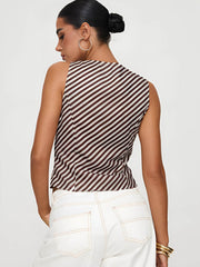 Stripe Knotted V-Neck Tank Top