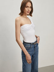 Stretch Asymmetrical Knotted Tank Top