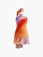 Halter Backless Tie Dye Short Dress