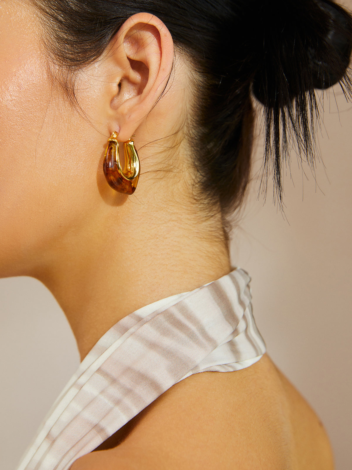 Golden Embrace Amber Hoop Earrings