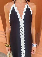 Zig Zag Edge Halter Midi Dress