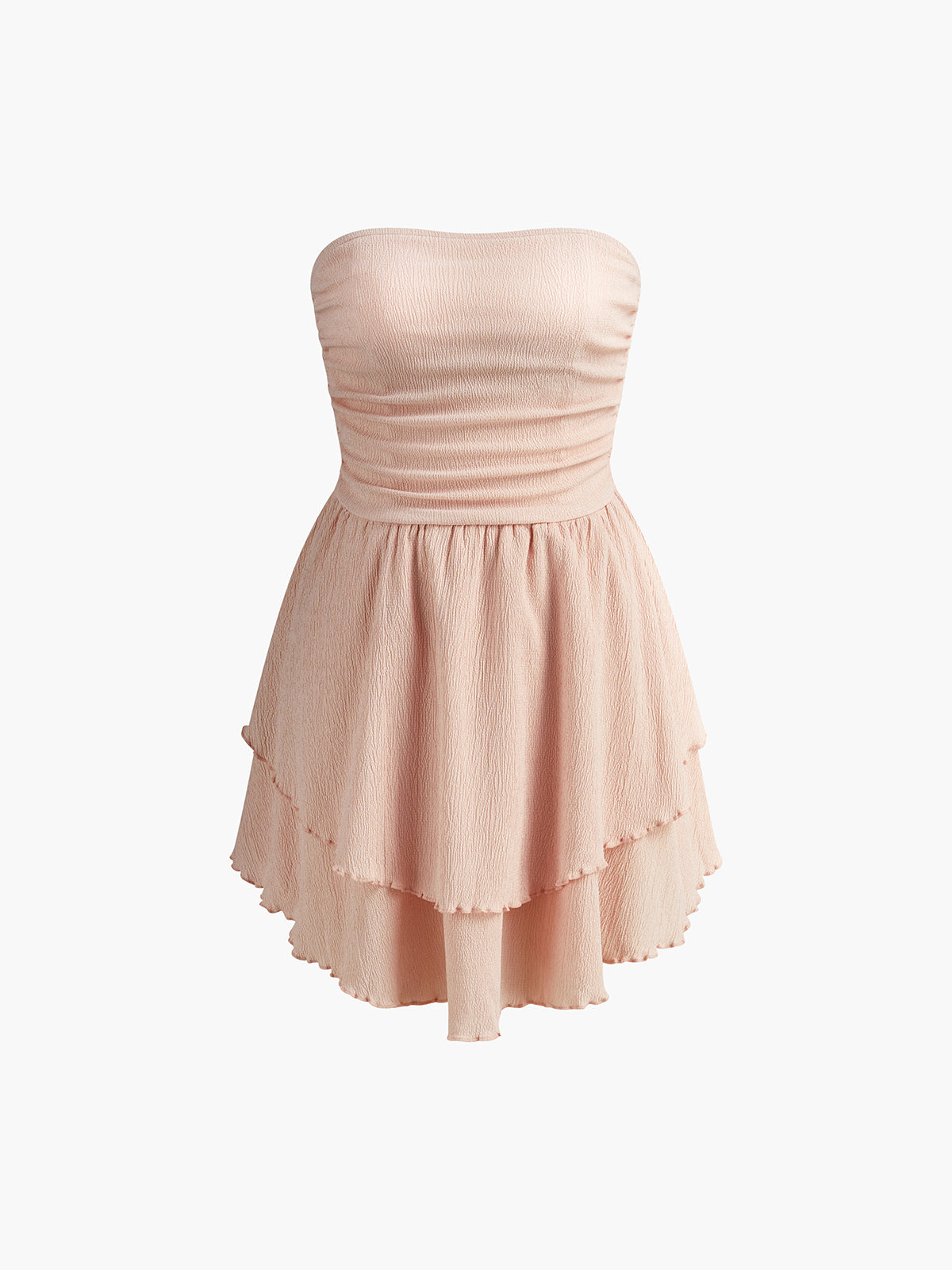 Tube Ruched Ruffle Short Dress