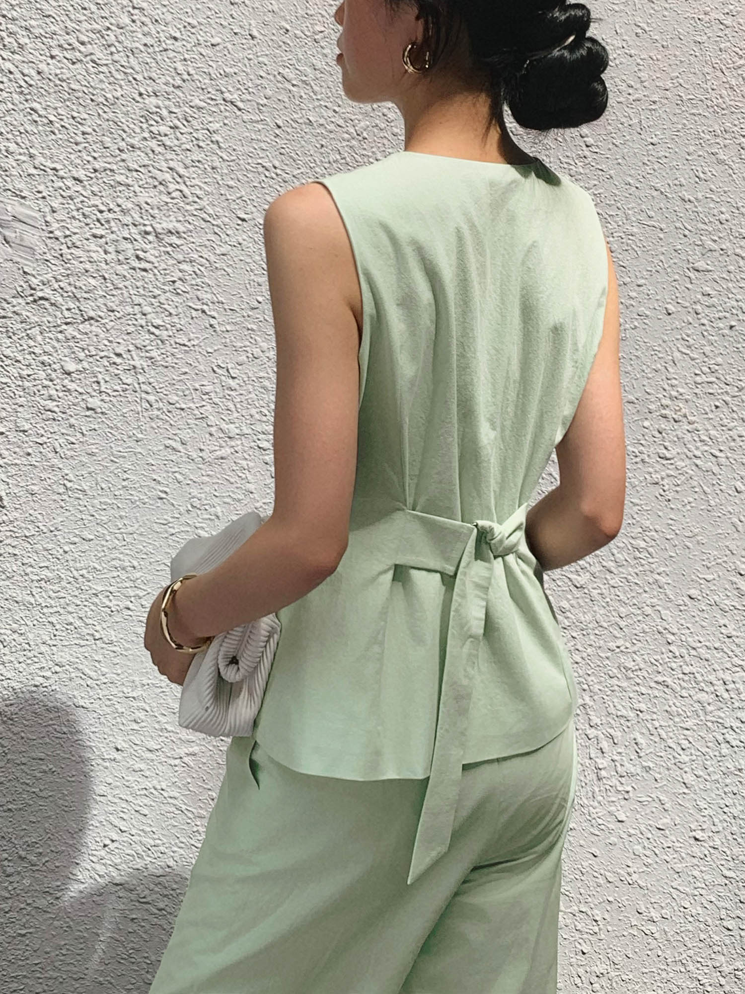 Tie Back Sleeveless Pants Set