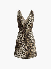 Leopard Print V-Neck Sleeveless Dress