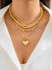 Heart Pendant Multi Chain Necklace