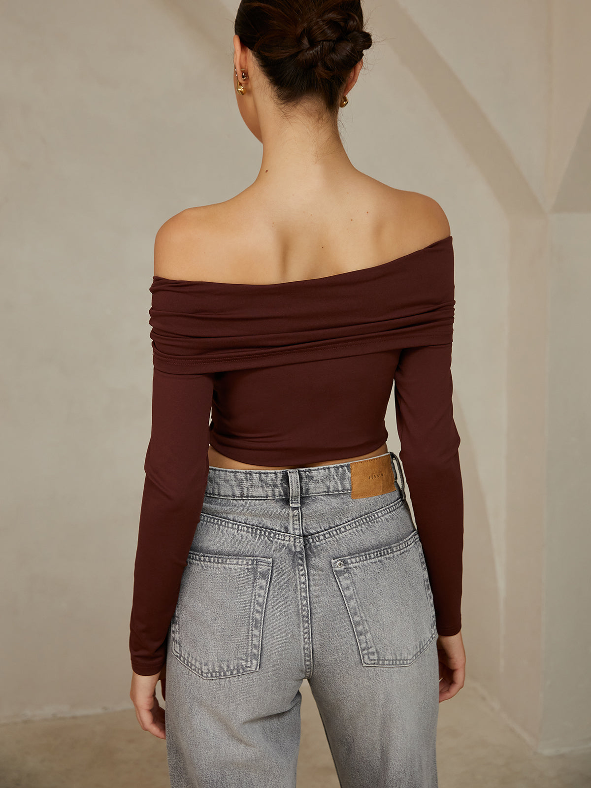 Off Shoulder Long Sleeve T-Shirt