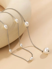 Imitation Pearl Tassel Necklace