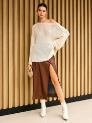 Semi-Sheer Asymmetrical Knit Top