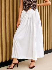 Side Split Pleated Maxi Skirt