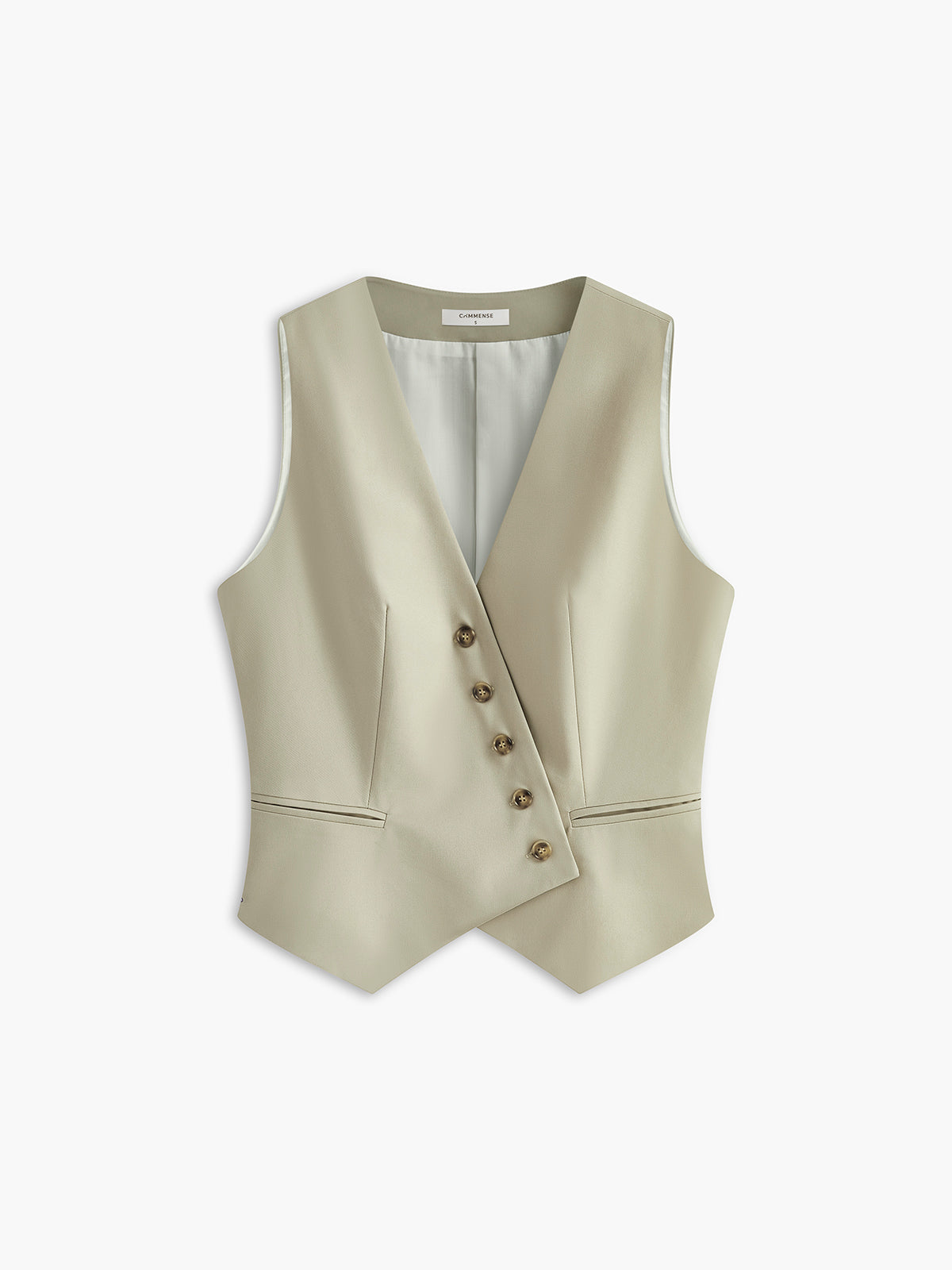 Asymmetrical Button Pockets Vest