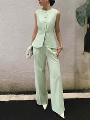 Tie Back Sleeveless Pants Set